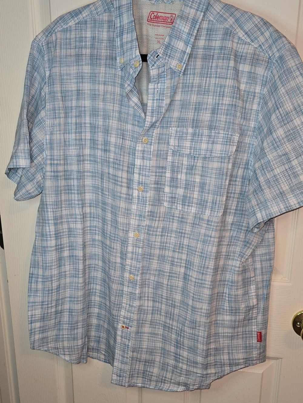 Coleman Blue & White Plaid Short-Sleeve Button-Up Shirt